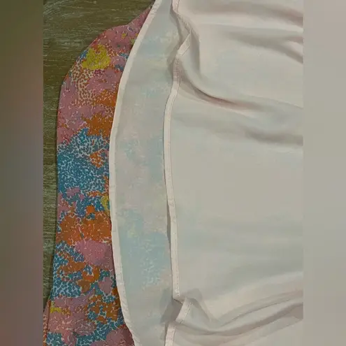 Meet Me In Santorini Smocked Bodice Floral Sleeve Mini Dress. Size Large Pink