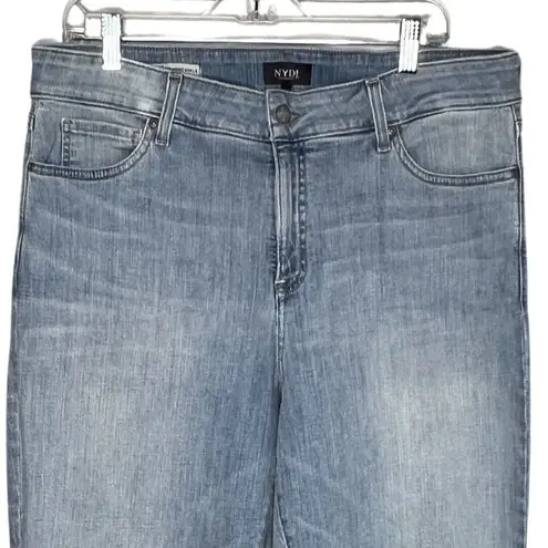 NYDJ Jeans Womens 16 Blue Light Wash Jenna Straight Ankle Rolled Raw Hem Casual