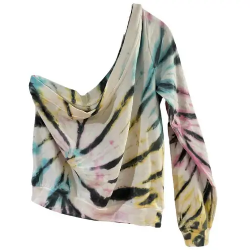 Vintage Havana TIE DYE COLD SHOULDER CROPPED SWEATER MEDIUM