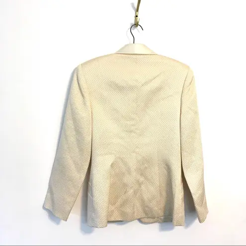 Vintage Wool & Silk Textured Ivory Blazer Suit Jacket Winter Wedding Size 4