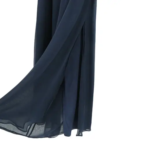 St. John NWT Evening Chiffon Silk Layered Wide Leg Navy Dress Pants 10