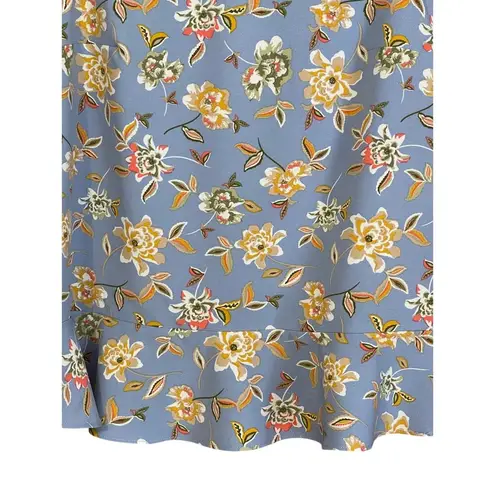 Denim & Co. Small NWOT Printed Blue Foral Sleeveless Tank Top Flutter Bottom