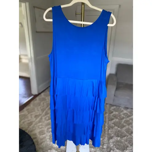 Avenue Tiered Ruffle Tank Dress Royal Blue Sleeveless Wedding Event Summer Party