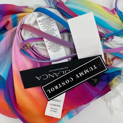 La Blanca Sunset Shores Swimsuit SZ 8 One Shoulder Ombre NWT Rainbow Multicolor