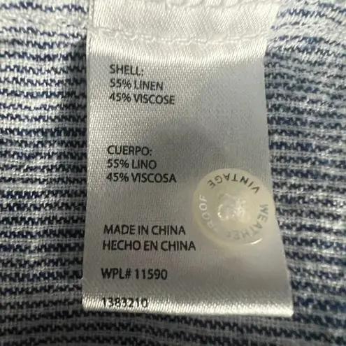 Weatherproof Linen Blend Striped Button Down Tie Front Top Size XL