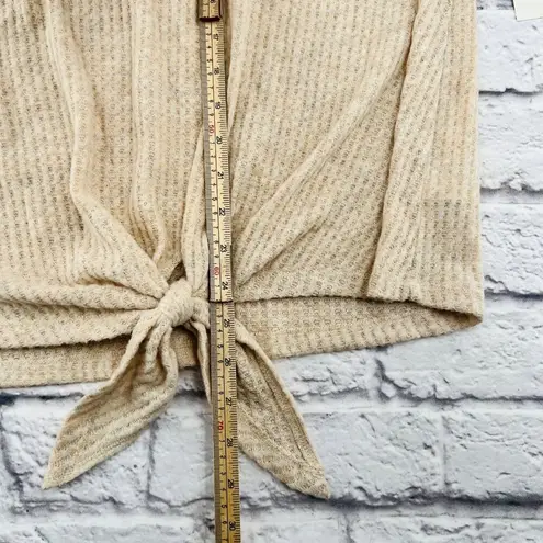 Nine Britton NEW  Billie Tie‎ Front Brushed Knit Top 2X Plus Beige Crewneck