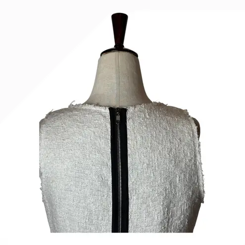 Milly Dress Women 6 White Tweed Embroidered Geometric Trim Aztec Mini Luxury