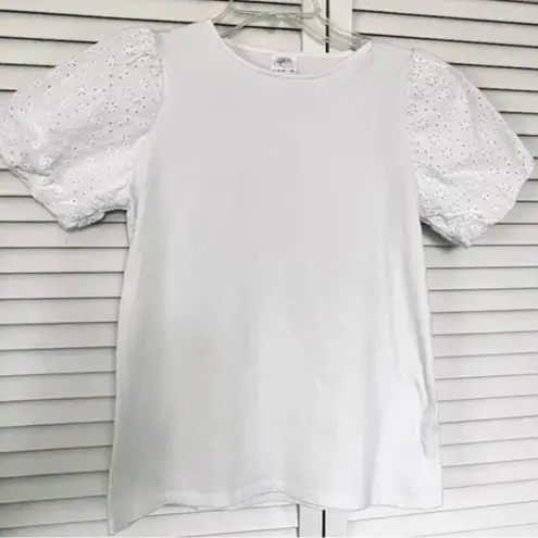 ZARA  White Eyelet lace ruffled sleeve Women's Top