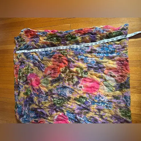 Vintage ATG (All That Glitters) Rayon Chiffon Rectangle Fruit Scarf Yellow