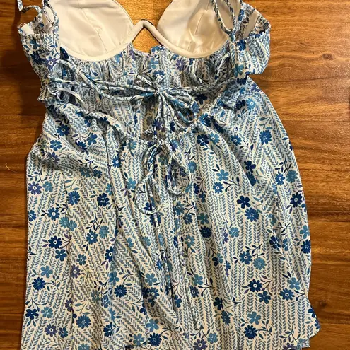 Boutique Strappy Floral Blue and White Babydoll Sundress