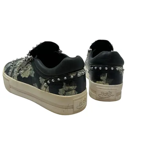 Ash Jasmin Platform Sneakers Leather Floral Studded Black Blue Size 38 US 7.5 8 - Image 8