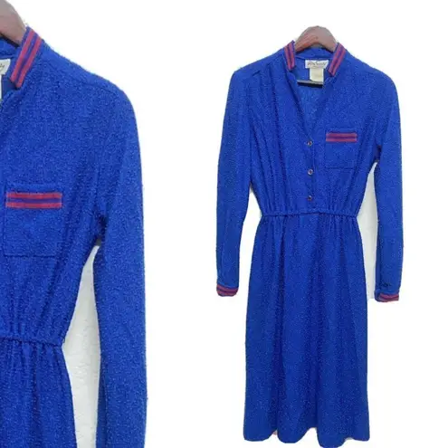 Vintage Blue Miss Sandy  red textured dress M