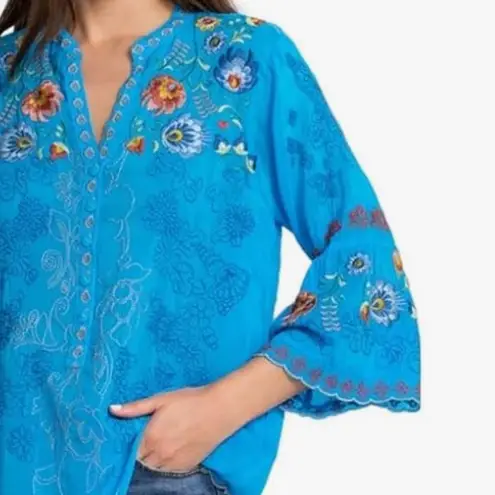 Johnny Was extremely heavily embroidered bell sleeved Maverick blouse NWT RARE