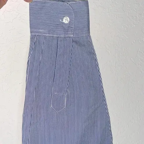 Vintage Western cowgirl blouse medium long sleeve pin stripe Americana top Blue