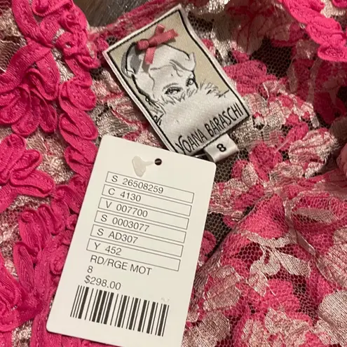 Yoana Baraschi Anthropologie Dress Pink Floral Lace Party Cocktail Size 8