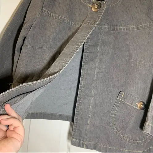 Live a Little LAL Grey Denim Button Front 3/4 Sleeve Jacket L