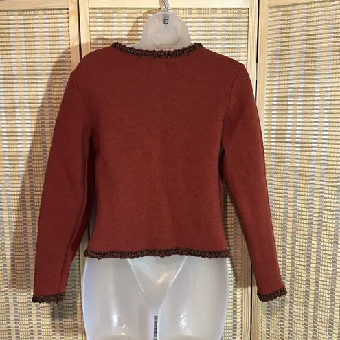 Mat Collection Orange Brown Beaded Cropped Pure Wool Jacket Blazer Small