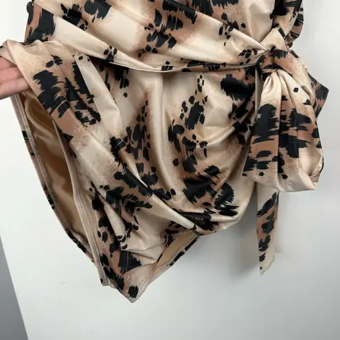 Cacique NWT Swim No Wire One Piece Sz 28 Animal Print Belt Tie Waist