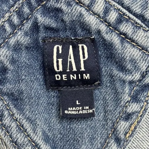 Gap  Denim Slouchy Shortalls Overalls Womens Size Large Raw Hem