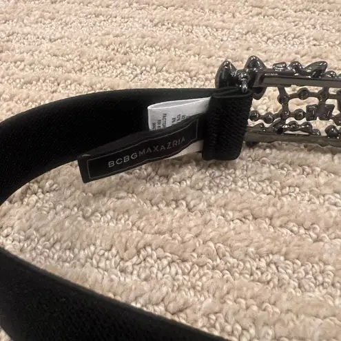 BCBGMAXAZRIA  Black and Silver Gem Elastic Belt