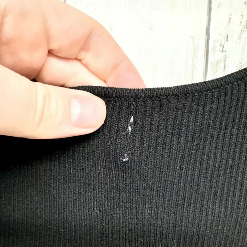 Heartloom Dress Women Size Medium Black Ribbed Vneck Knot Front Sleeveless Midi