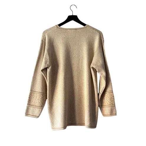 Martello Merino Wool Giraffe Print Knit Sweater Beige Neutral Winter Cozy M Tan Size M
