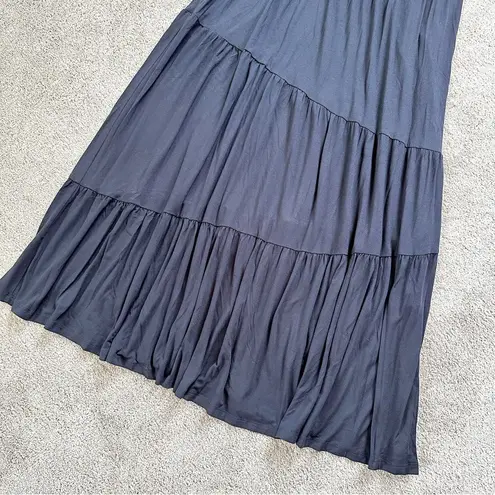 NWOT Saint+Sofia Greenwich Asymmetric Short Sleeve Maxi Dress Flowy Navy Blue Size 10