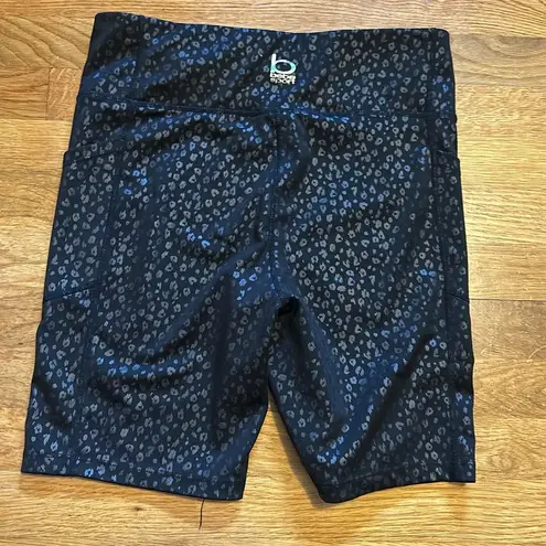 Bebe  Sport Leopard Print Animal Print Black Bike Athletic Shorts Size Large