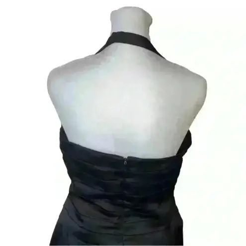 Papell Boutique PAPELL Women's Boutique 90s Knee Length Dress Satin Sz 10 Halter Strap Black