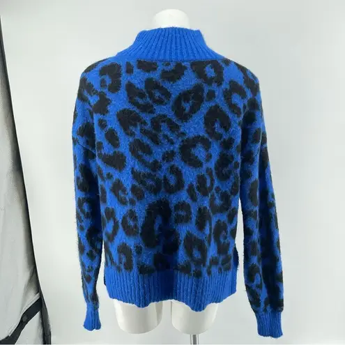 Sweaty Betty  Women’s Jacquard Electric Blue Leopard Print Mohair Sweater Small