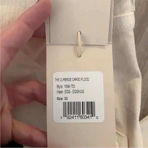 NWT MOTHER Denim The Curbside Cargo Flood Jeans in Eggnog Size 33 White