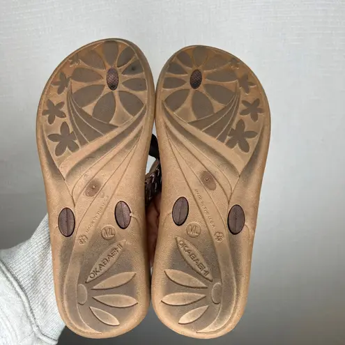 Okabashi Womens M L Brown Braided Strap Flip Flop Sandals Made in USA Size 8