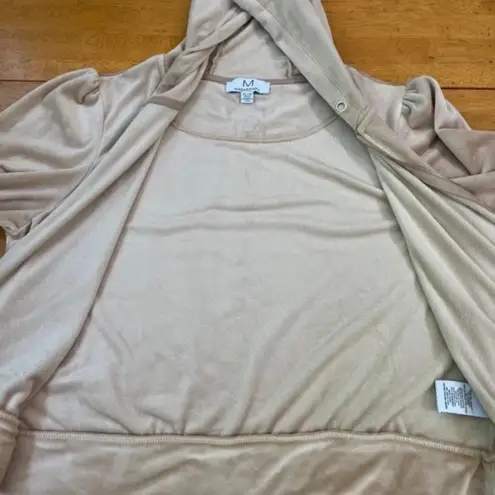 Magaschoni XL Hoodie Velvet Velour Teddy Zip Terry Jacket Taupe Beige Sweater