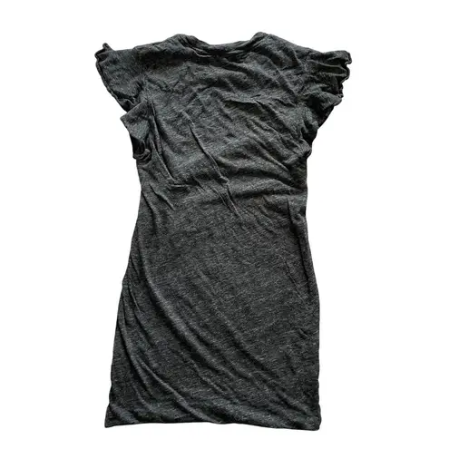 IRO Tunic Dress Womens Large Grey Nanton Flutter Sleeve Mini Bodycon Ruched