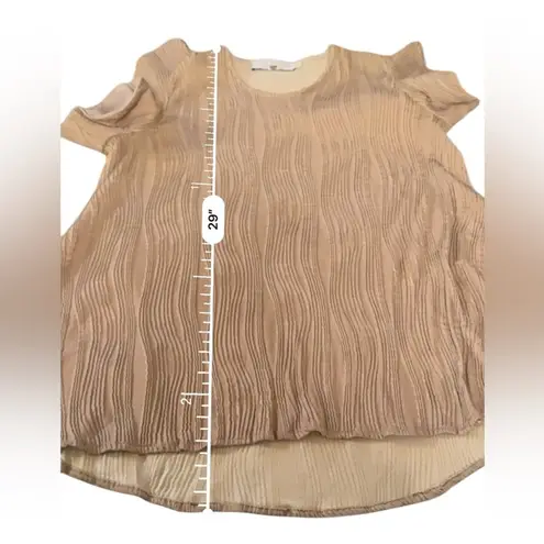 Hunter Bell RTR Ava Pleated Short Sleeve Rose Gold Top Sz L