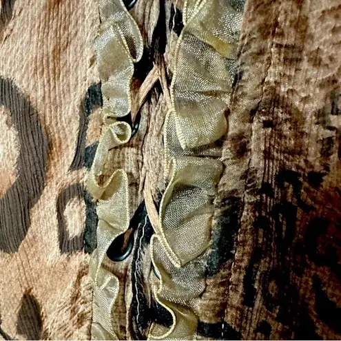 Ms Sioni 100% Silk‎ Leopard Animal Print Leopard Print Blouse Size M Black Size M - Image 5