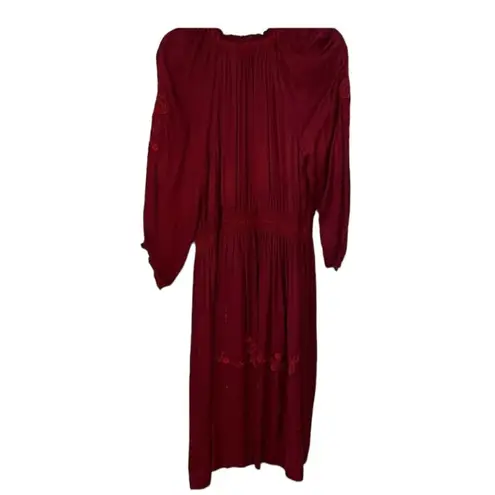 THE GREAT Ornament Embroidered Dress Dark red size XS NWT