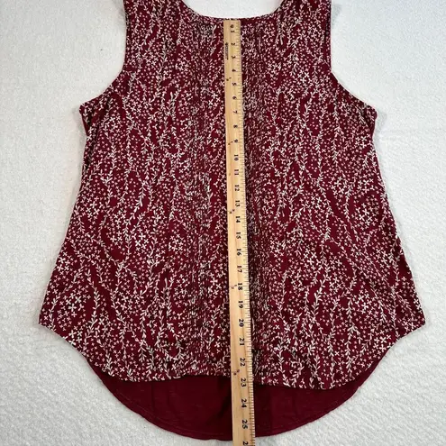 Dolan Anthropologie Tank Top Women's Large Wine Floral Solid Back Pleated Front Red