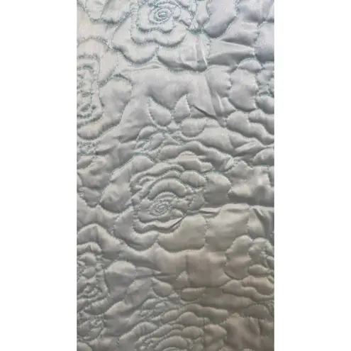 Vintage 60s Christian Dior Pastel Blue Quilted Floral Robe Mandarin Collar small