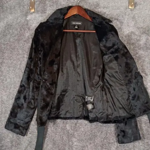Club Monaco Faux Fur Womens Jacket Black Old Money Office Womens SP