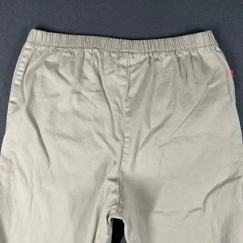 Woman Within Womens 14W Khaki Classic Fit Pull On Chino Crops Pockets Split Hem