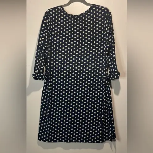 Soma - Dark Blue with Cream Polka Dots Nightgown Cuffed Sleeves- Flaw! Size L