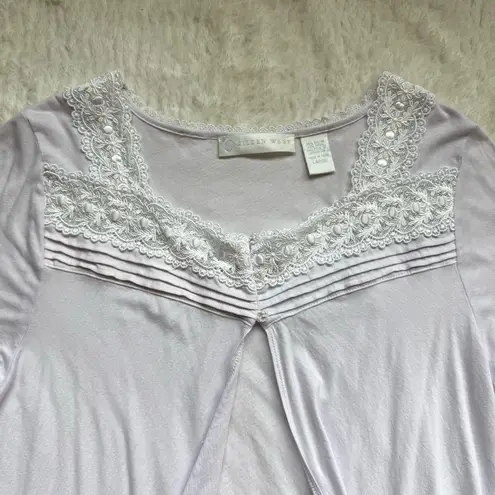 Eileen West Cotton Modal Open Front Robe L Lilac Lace Tradwife Cottage Rustic Purple Size L