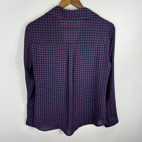 EXPRESS  Portofino Shirt S Navy Geometric Workwear Preppy Career Office Siren