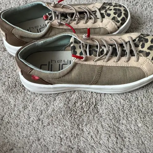 Hey Dude Karina Leopard Print Canvas Lace Up Sneakers Shoes Women US 5 EU 36