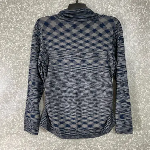 Notations Women's Blue & Gray Ikat Boho Cowl Neck Sweater - Size XL - Lagenlook