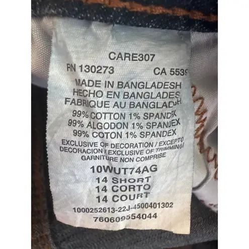 Wrangler Aura Jeans Size 14 Short – Blue Cotton Blend Bootcut Denim