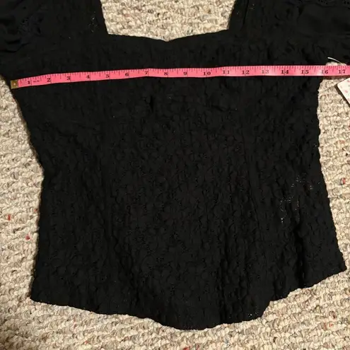 Free People NWT  Spring Fling Top in Black- Size Large