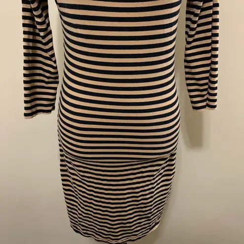 Xhilaration Tan/Black Stripe Bodycon Medium Dress