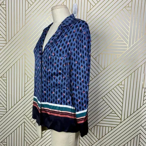 Maje Cristen Blouse Top Blue Printed Geometric